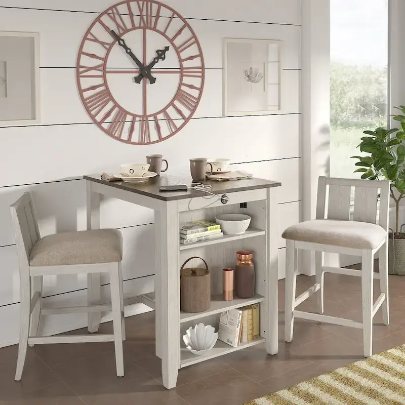 Beck Two-Tone Fabric Counter Height Chair (Set of 2) by iNSPIRE Q Classic