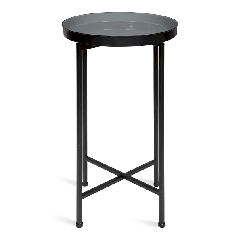 Kate and Laurel Celia Round Metal Tray/ Foldable Accent Table - 14x14x25.75