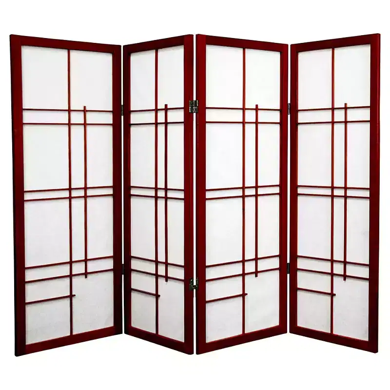 4 ft. Tall Eudes Shoji Screen - Rosewood (4 Panels): Oriental Furniture, Hardwood Frame, No Assembly Required
