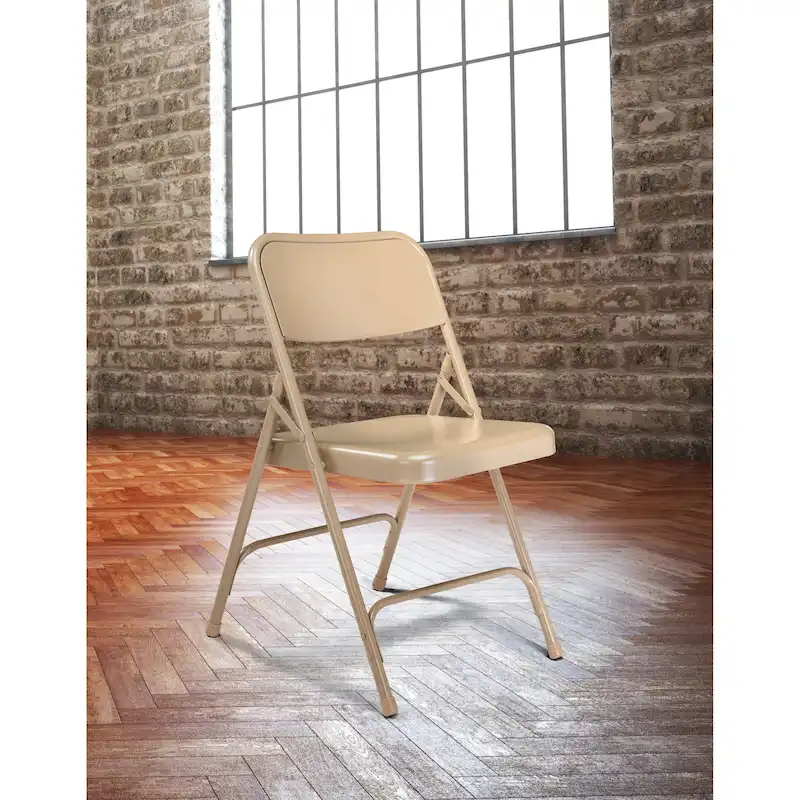 High-Back All-Steel Folding Chair – Beige / Grey / Brown / Blue / Black, Set of 4