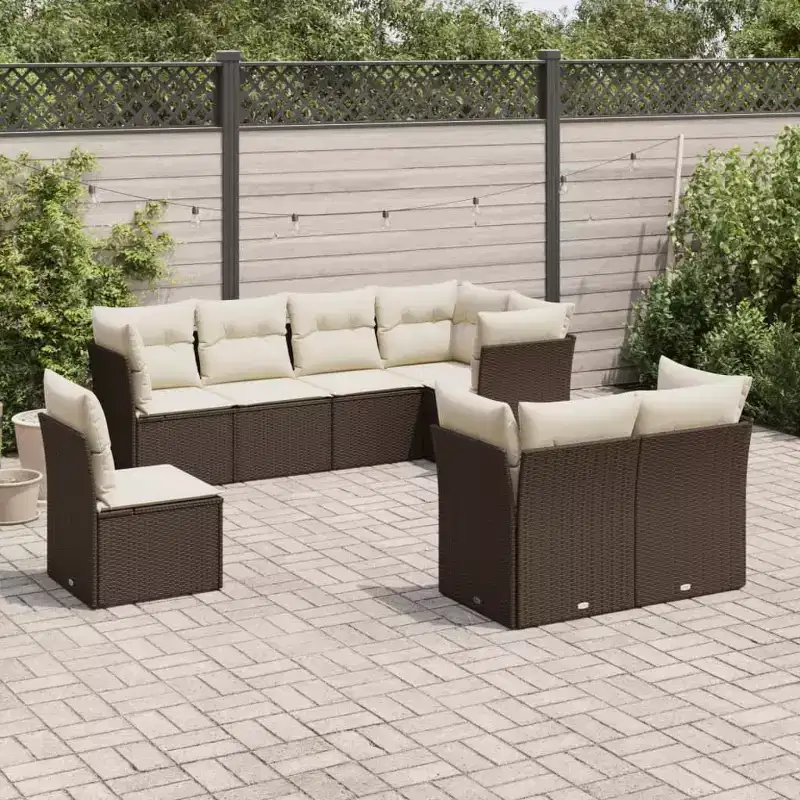 vidaXL Garden Sofa Set Rattan, Cushions