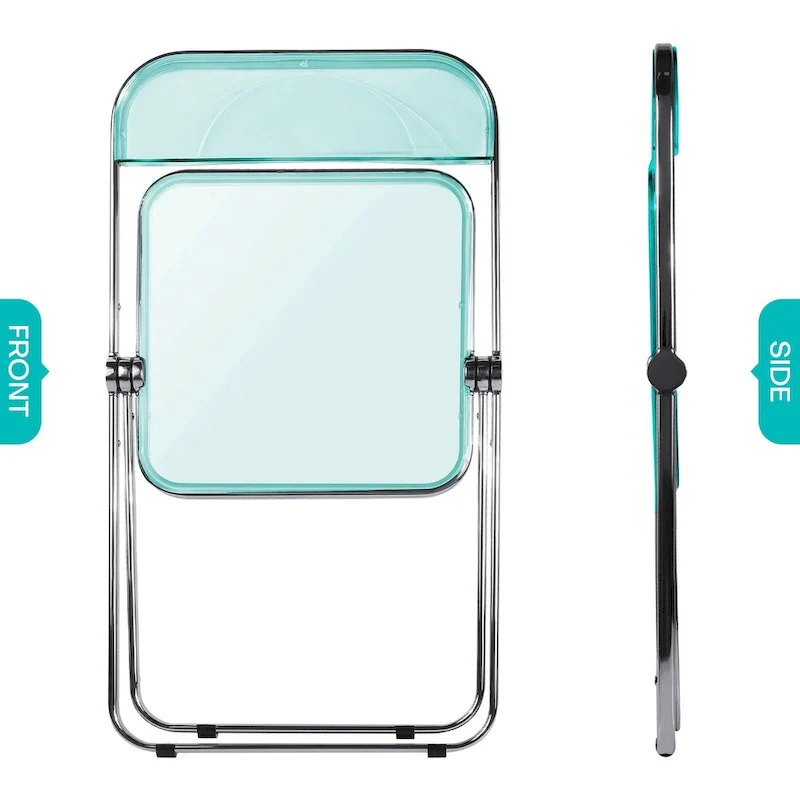 Transparent Acrylic Stackable Folding Dining Chair w/ Metal Frame, Single - 29.1(H) x 18.1(W) x 18.5(D)
