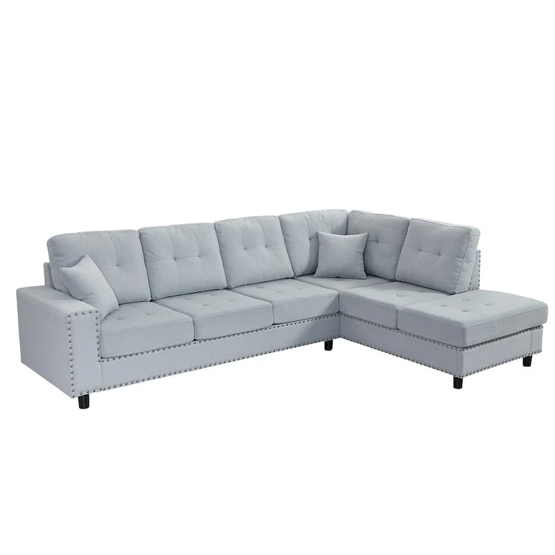 Linen L-shaped Modular Sectional Sofa with Cushions