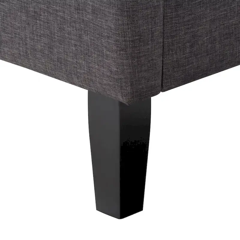 Bellevue Upholstered Tufted Panel Bed King – Solid Wood Legs, No Box Spring Needed