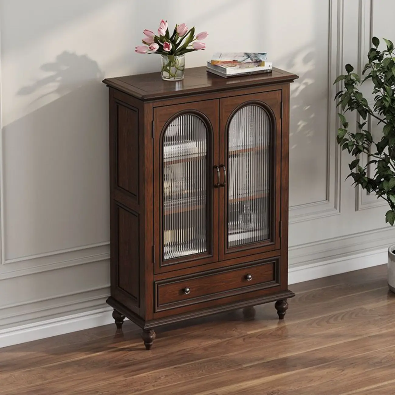 Vintage Ash Wooden Standard Accent Cabinet with 1 Drawer