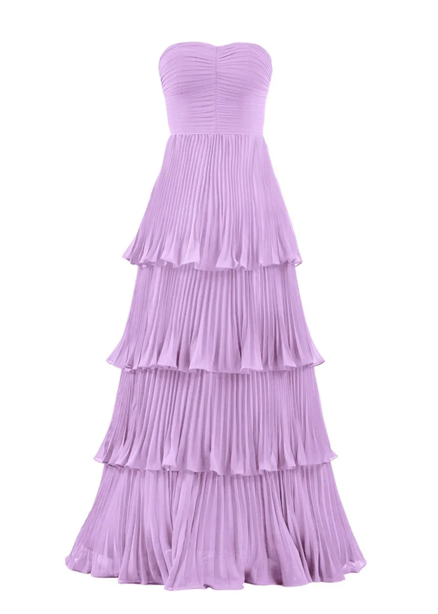 Strapless Emerald Green Ruffle Multi-Layer Long Prom Dress