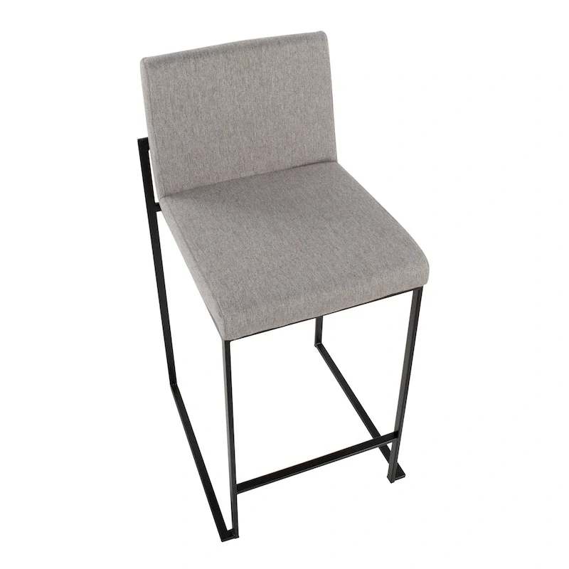 Black/Grey/White High Back Upholstered Counter Stool, Set of 2, 1-Person