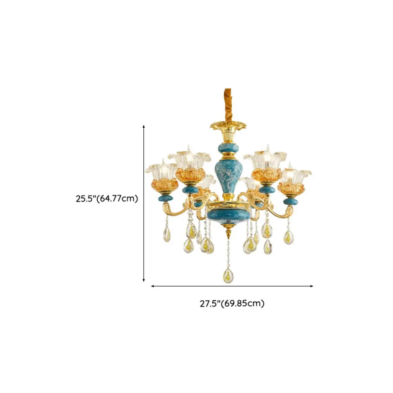 Large Luxury Brass Flower Shape Clear Glass Chandelier