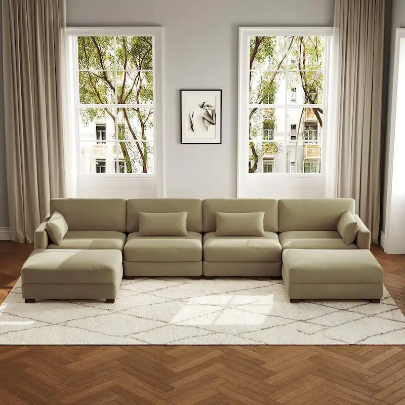 U Shaped Couch Sectional Sofa with Ottoman