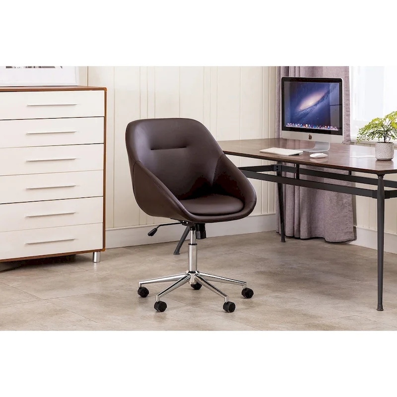 Hayes Swivel Office Chair, Chrome Base, PU Leather