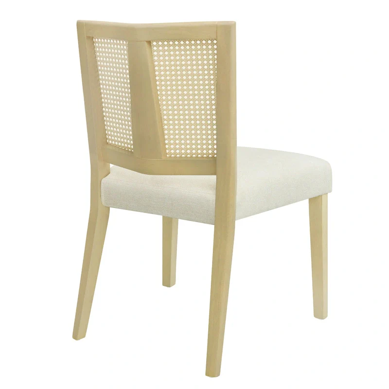 '- Oliver Mid-Century Rattan Back Upholstered Dining Chair Set of 2