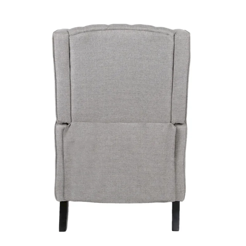 Grey Fabric Mid-Century Upholstered Wingback Push-Back Recliner with Footrest and Button-tufted Backrest