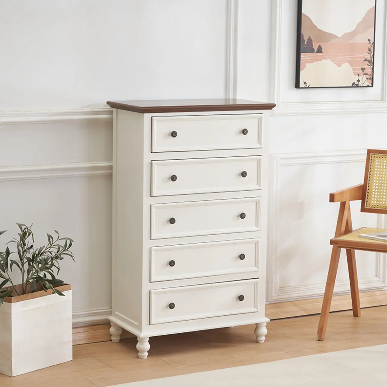 Stylish White Wooden Chest with 9-Drawers for Bedroom