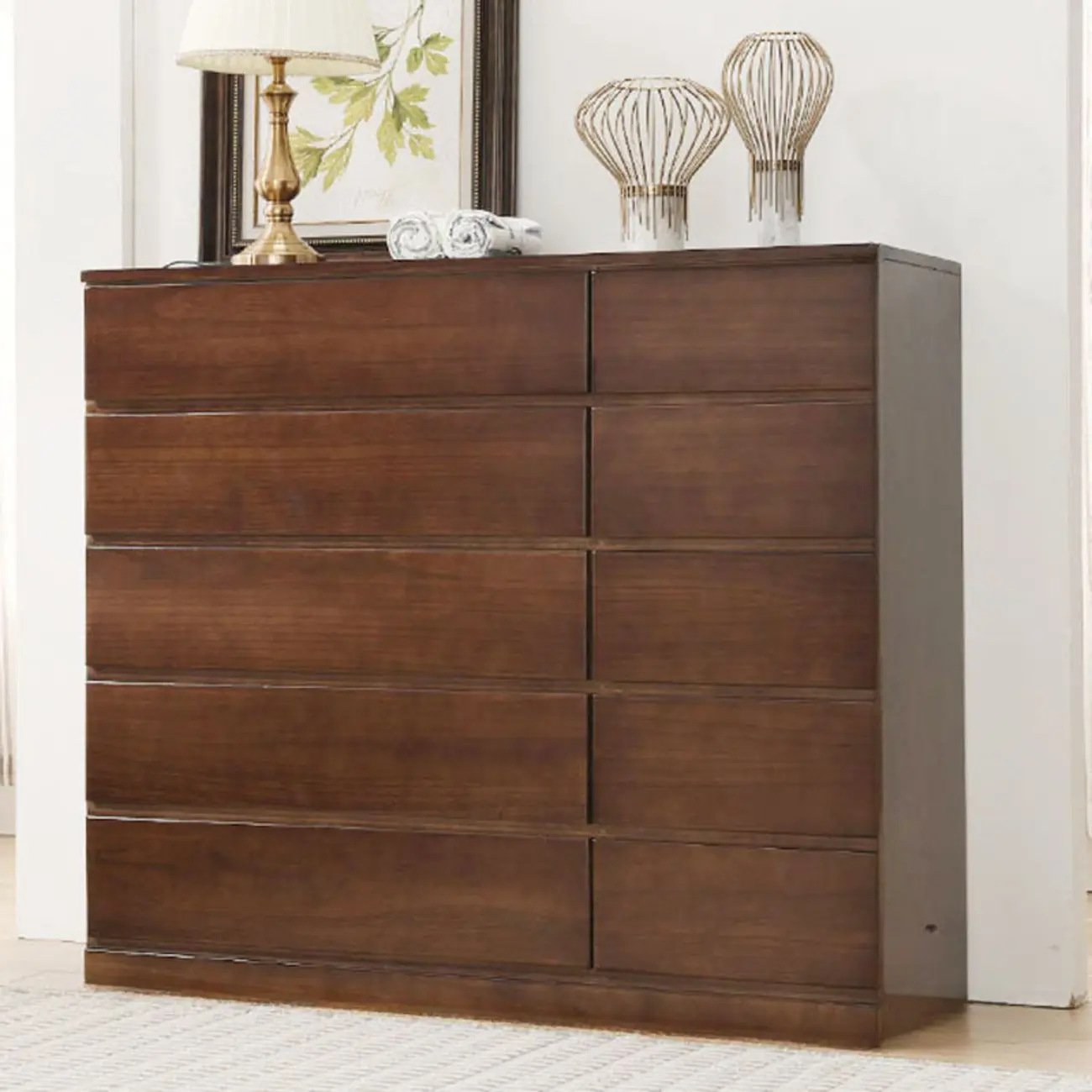 Classic Wooden Double Dressers with 7-Drawer