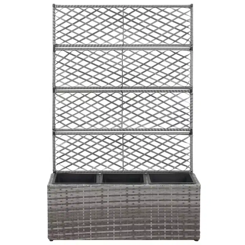 vidaXL Raised Bed Grey Poly Rattan, Plastic 32.7x11.8x51.2 in Planters