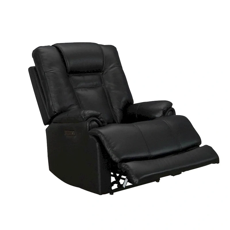 Top Grain Leater Black Zero Gravity Power Recliner With Adjustable Headrest Extendable Footrest