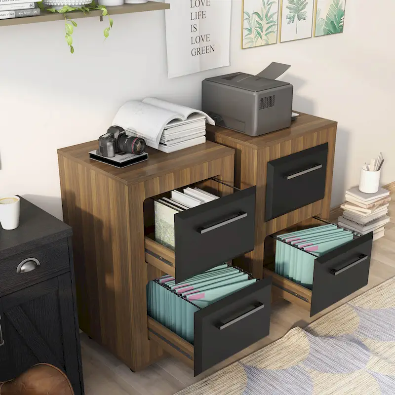 Urban Two-Drawer Mobile File Cabinet with Iron Bar Pulls