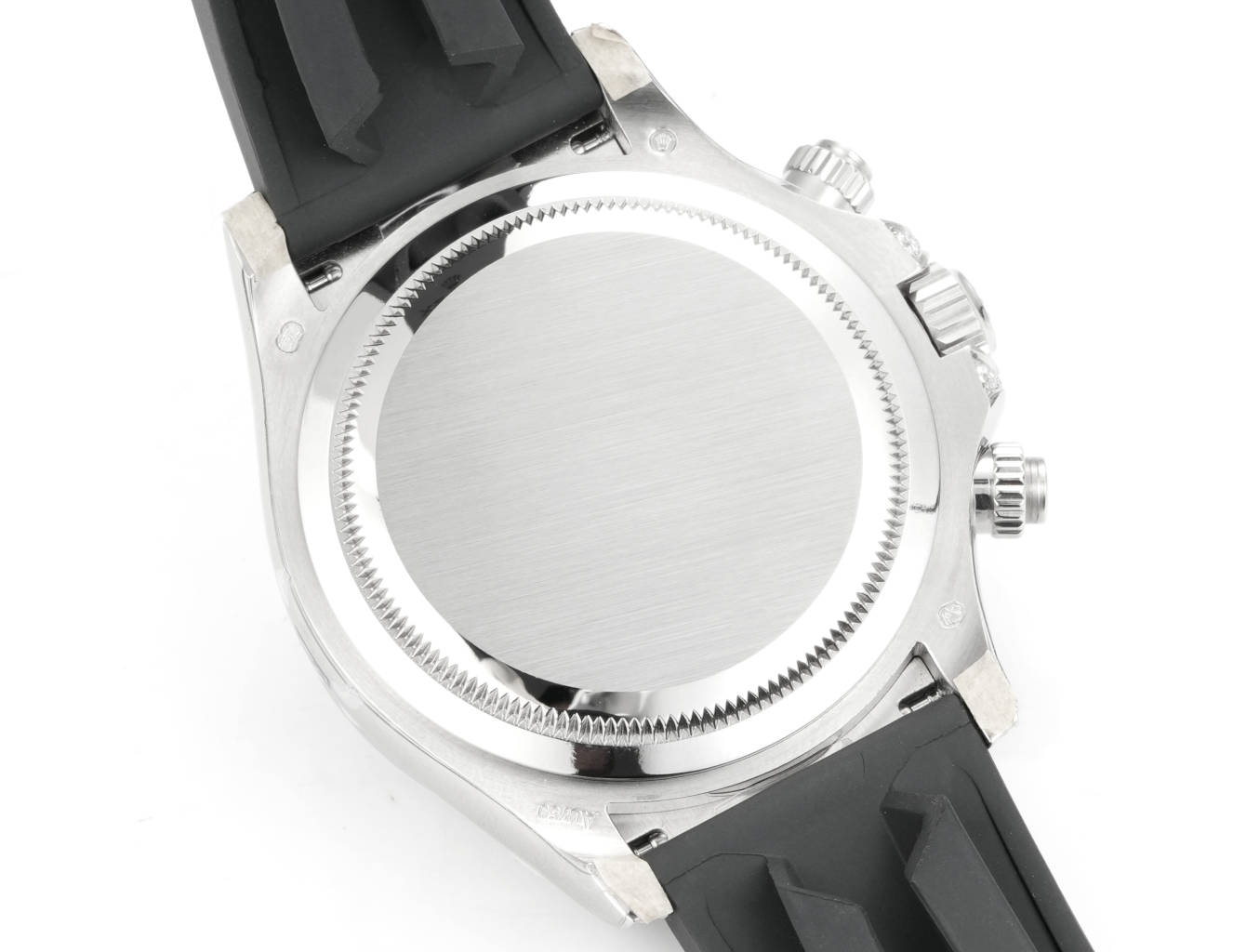 Rolex Daytona caseback with fluted edge and brushed finishing