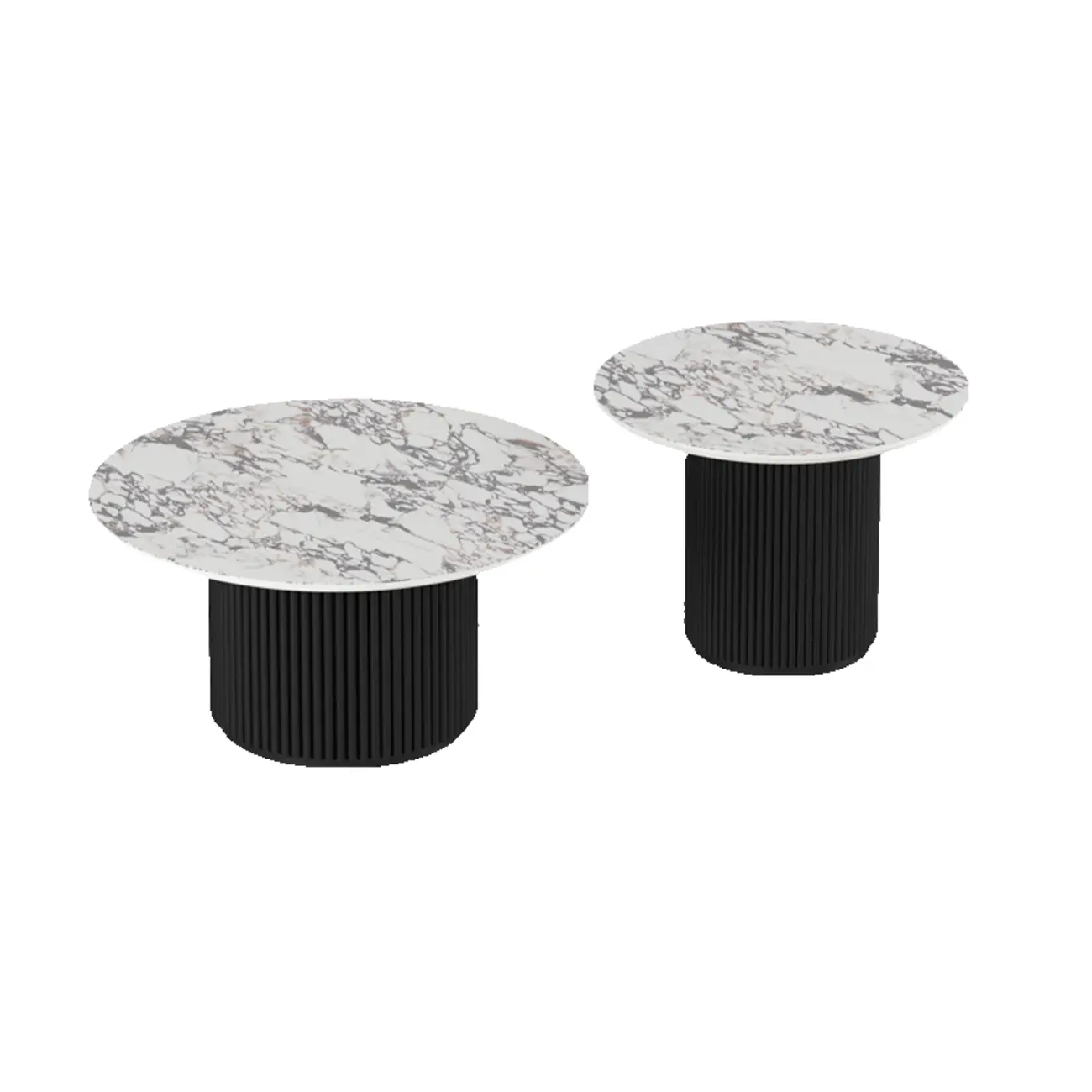 Modern White Nesting Coffee Table Set in Round Design