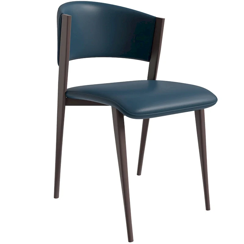 Dining Chair - Black Leather - Metal Legs