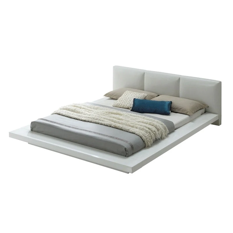 Carbon Loft Ballingham Gloss White Low Profile Upholstered Bed