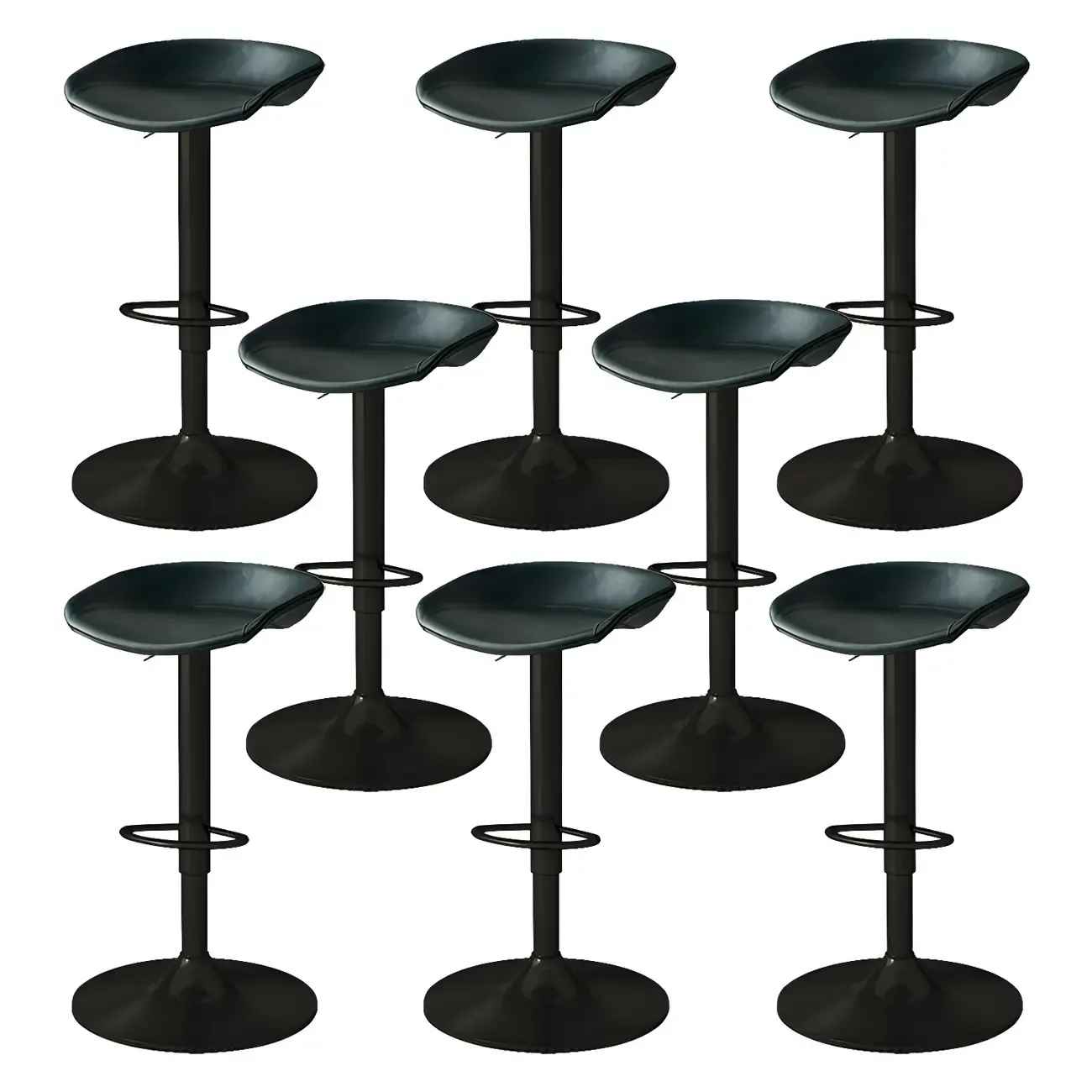 Modern Leather Black Pedestal Swivel Adjustable Bar Stool