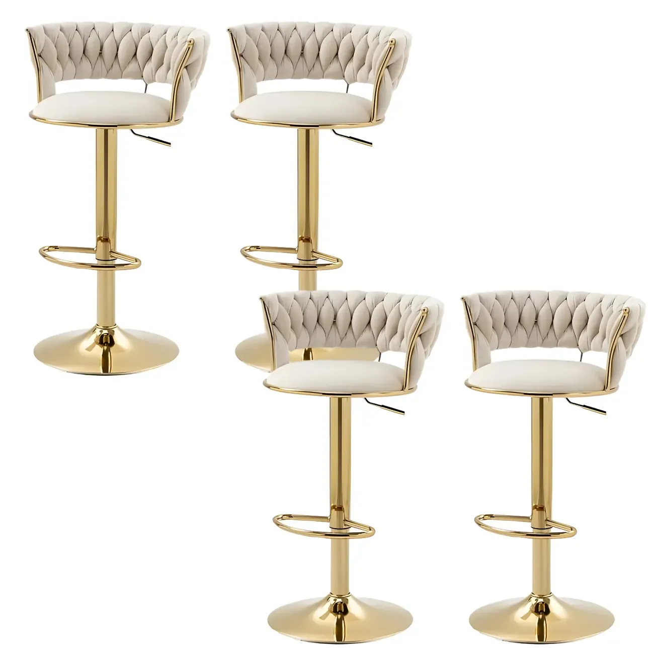Gold Base Low Back Adjustable Swivel Bar Stool