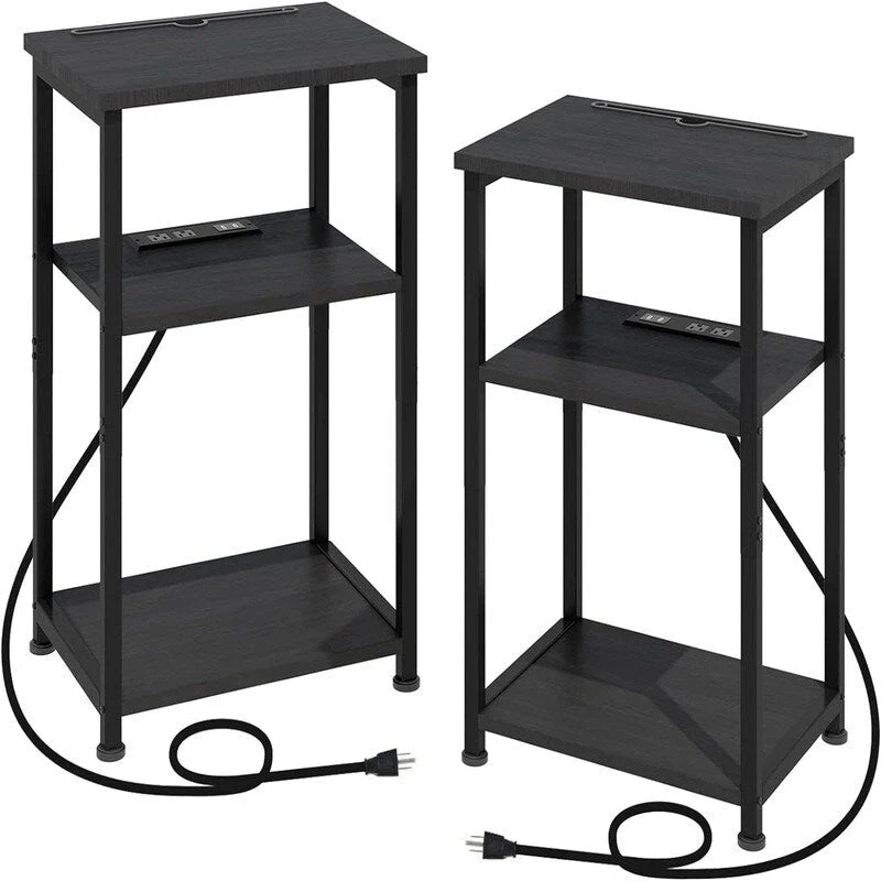 Narrow Side Table with Charging Station - 15.35D x 11.8W x 22.8H