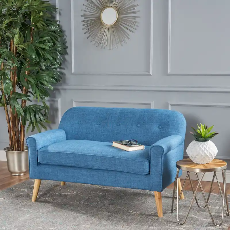 Mariah Mid-Century Fabric Loveseat