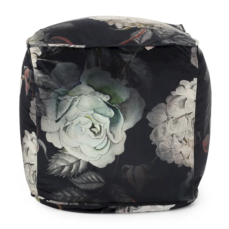 Reigle Traditional Medium Fabric Flower Print Cube Pouf by Christopher Knight Home