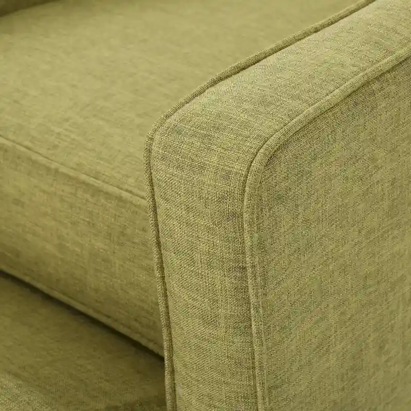 Green Fabric Mid-Century Upholstered Push Back Recliner with Footrest, Button-tufted Backrest, Beech Wood Legs