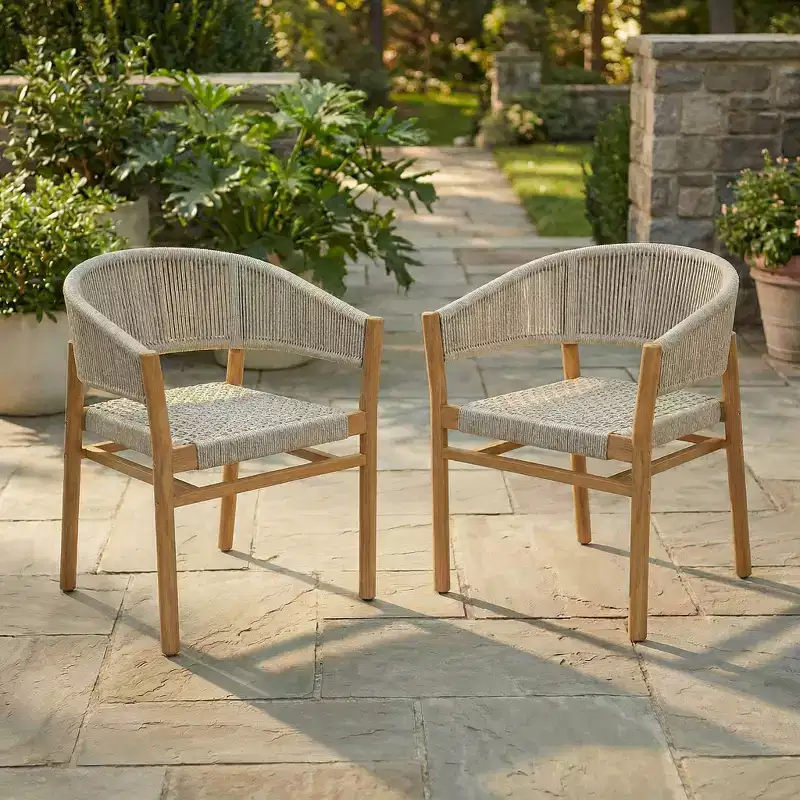GDFStudio Louisa Outdoor Accent Chair Set with Rope Woven SeatSet of 2