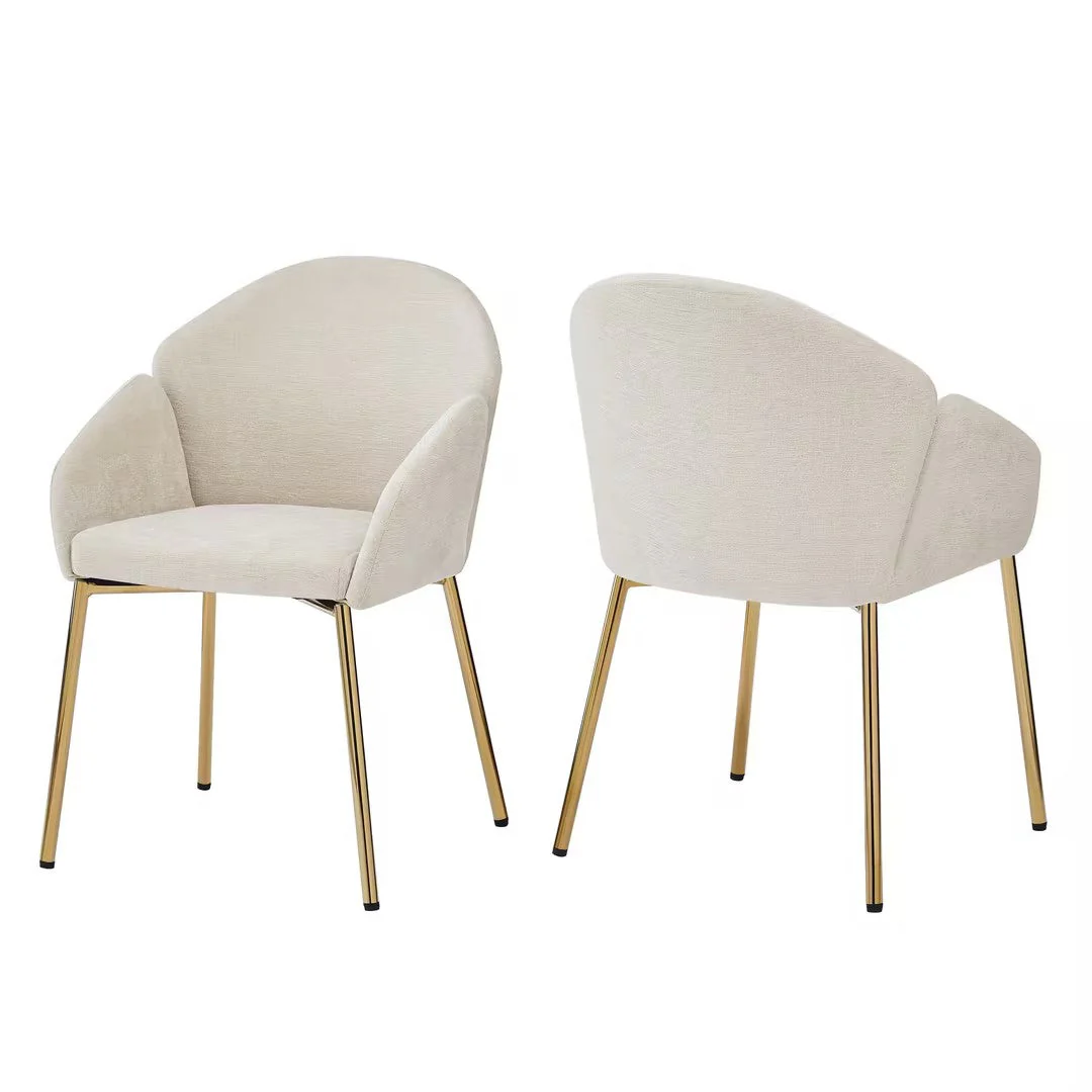 Luxury Polyester Round Back Dining Chairs, (Set of 2)