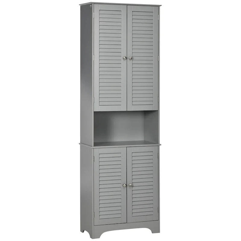 Tall Narrow Bathroom Storage Cabinet with Doors and Shelf Adjustability,Linen Cabinet with 2 Cabinets and Countertop