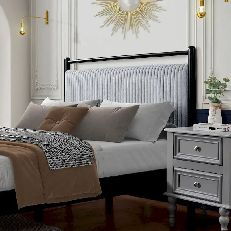 Christopher Knight Home Full size Wood Platform Bed Frame with Fluffy Soft Headboard