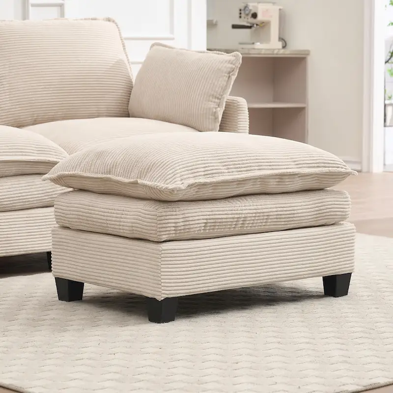 102  Velvet U-Shaped Sectional Sofa with Ottoman & Lumbar Pillows