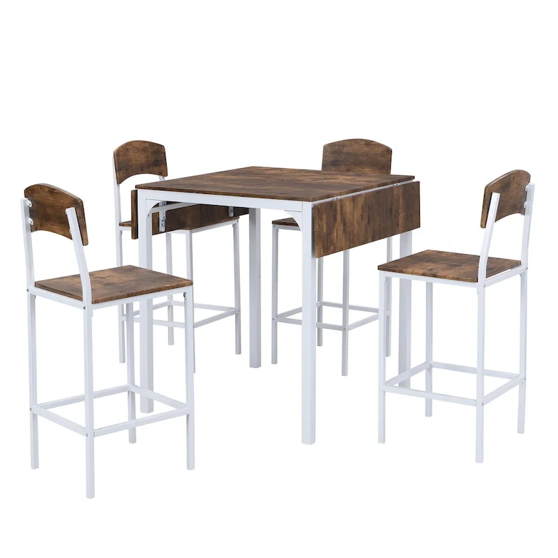 5-Piece Counter Height Dining Set with Drop Leaf Table 39.4