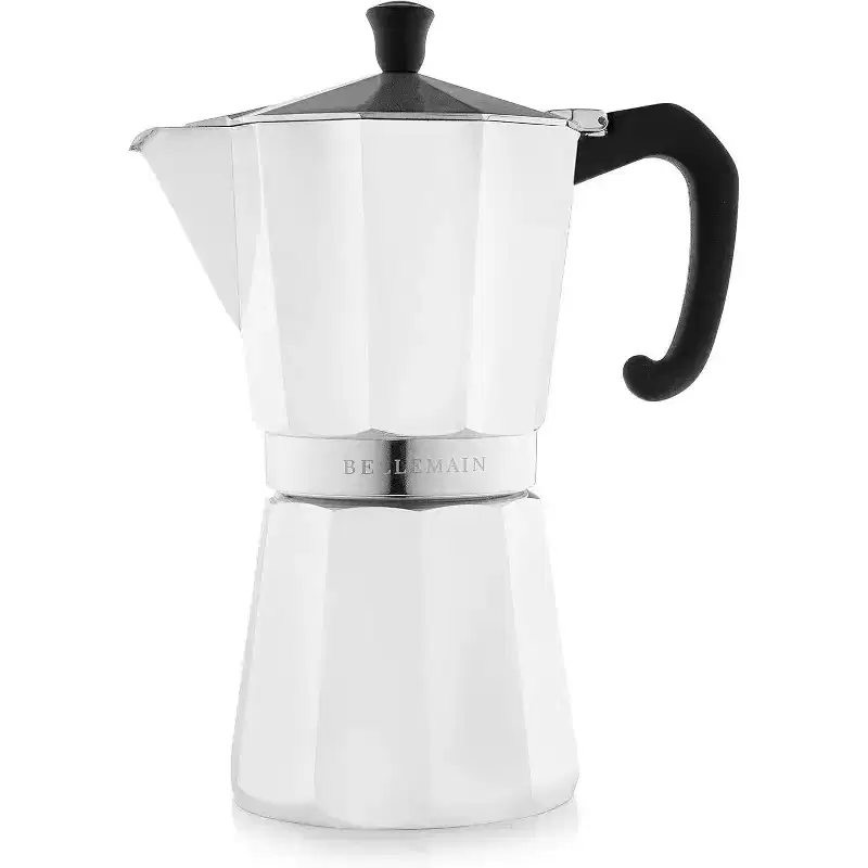 Bellemain 9-Cup Stovetop Espresso Maker  Classic Moka Pot in Elegant White for Rich, Authentic Coffee