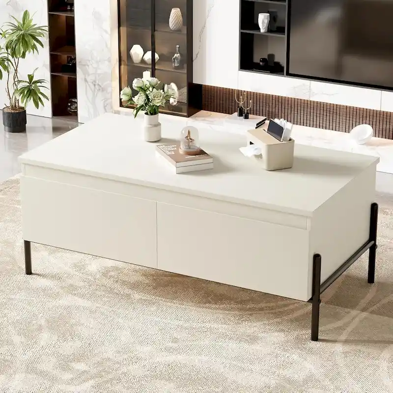 Coffee Table White Center Table Modern Living Room Table
