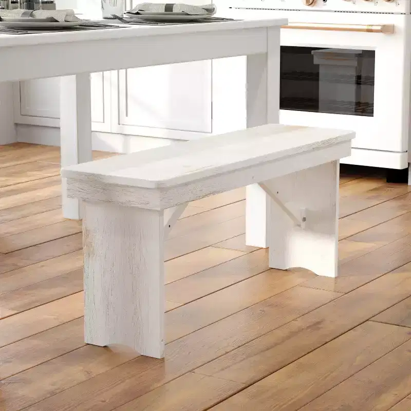 Emma and Oliver 40 x 12 Antique Rustic Solid Pine Folding Farm Bench - Portable Bench