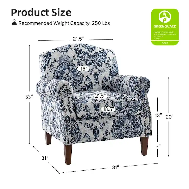 Wooden Upholstery Armchair with Nailhead Trims