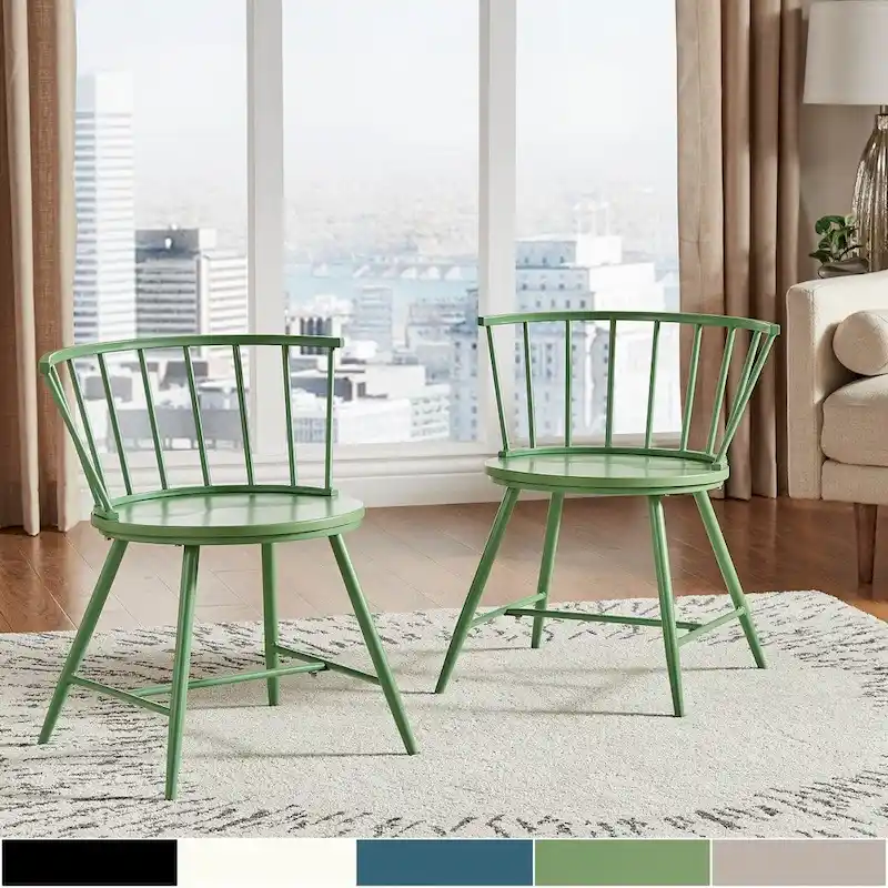 Truman Low Back Metal and Wood Spindle Dining Chair (Set of 2) by