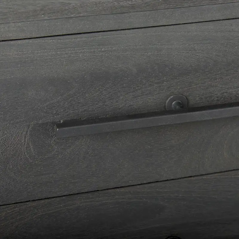 Ward Dark Brown Solid Wood w/ Black Iron Base 3 Drawer Accent Cabinet