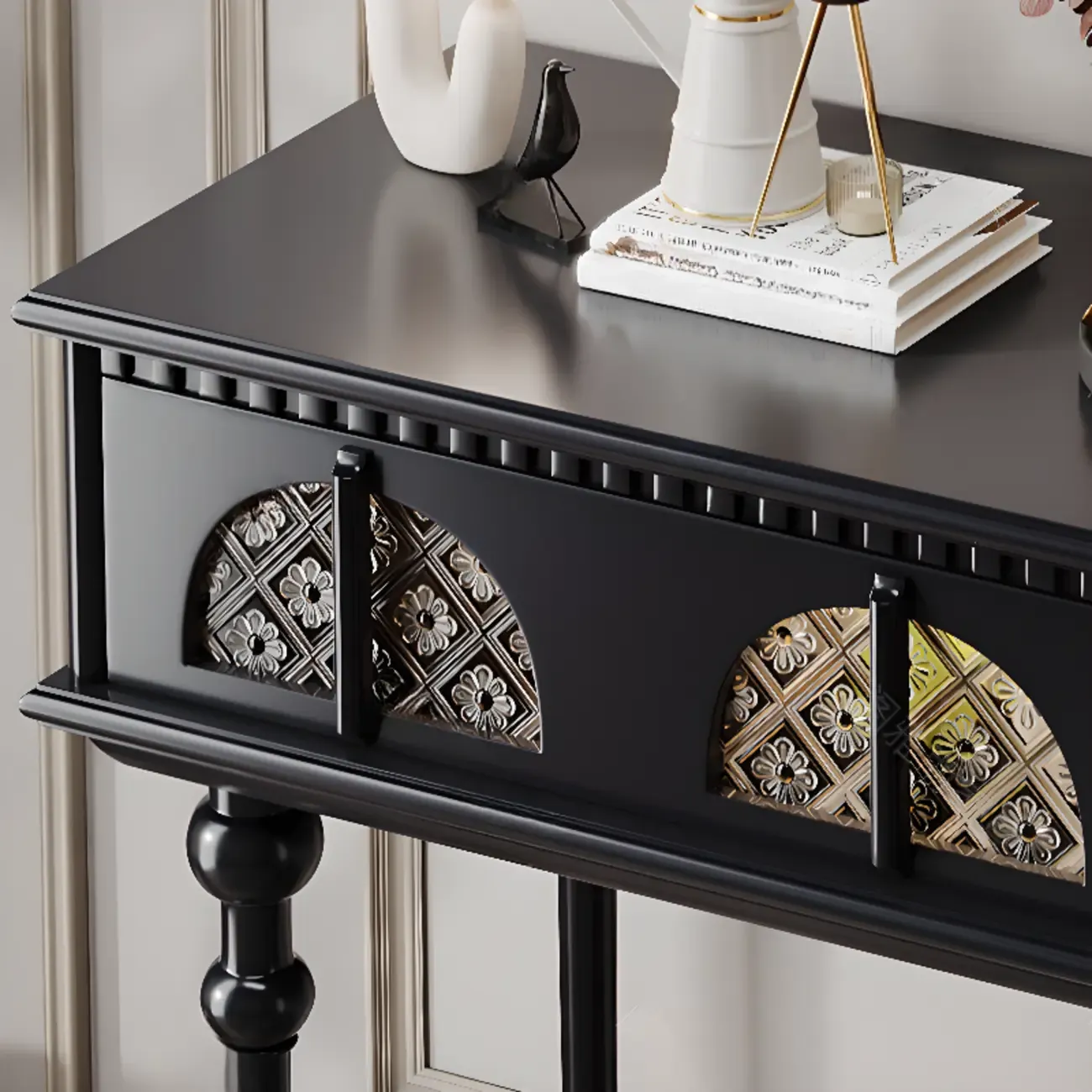 Tall Entryway Rectangular Wooden Console Table with Drawers