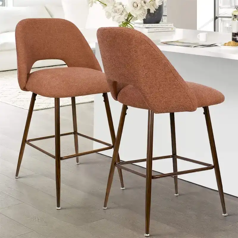 Upholstered Modern Bar Stool Walnut Leg