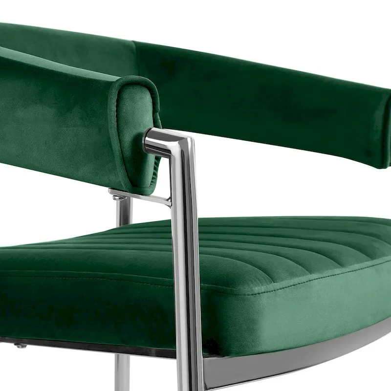 Velvet Dining Chair Arm Chair with Chrome Metal Legs