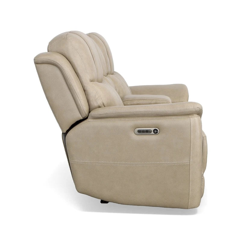 Crew Leather Power Reclining Zero Gravity Loveseat with Console, Power Headrests & Lumbar by Flexsteel