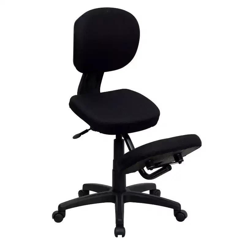 Emma and Oliver Mobile Ergonomic Kneeling Posture Task Office Chair in Black Fabric