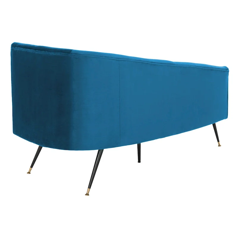 SAFAVIEH Helgrit Black/Gold Velvet Retro Glam Settee - 57.5 W x 27 D x 28 H - 58Wx27Dx28H