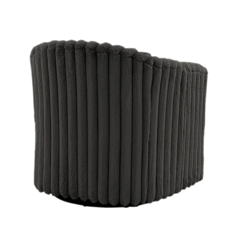 Faux Rabbit Fur 360-Degree Swivel Barrel Accent Chair